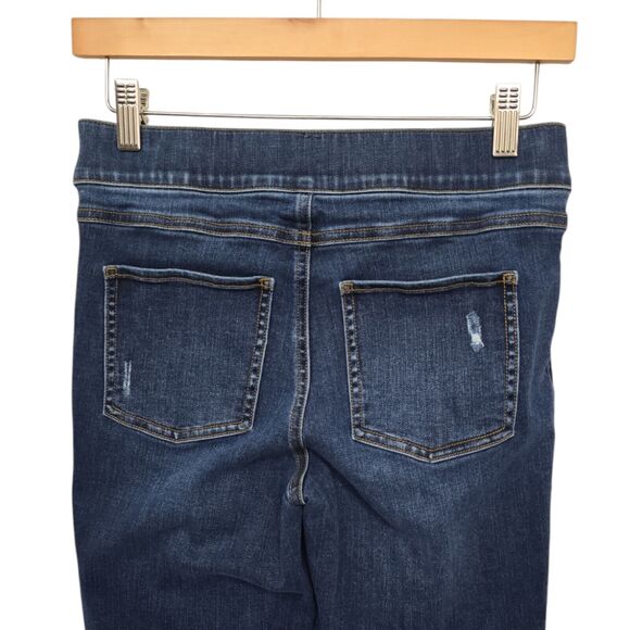 Spanx Jeans Womens Size Small Distressed Skinny Pull On Raw Hem Stretch Blue - Picture 10 of 10